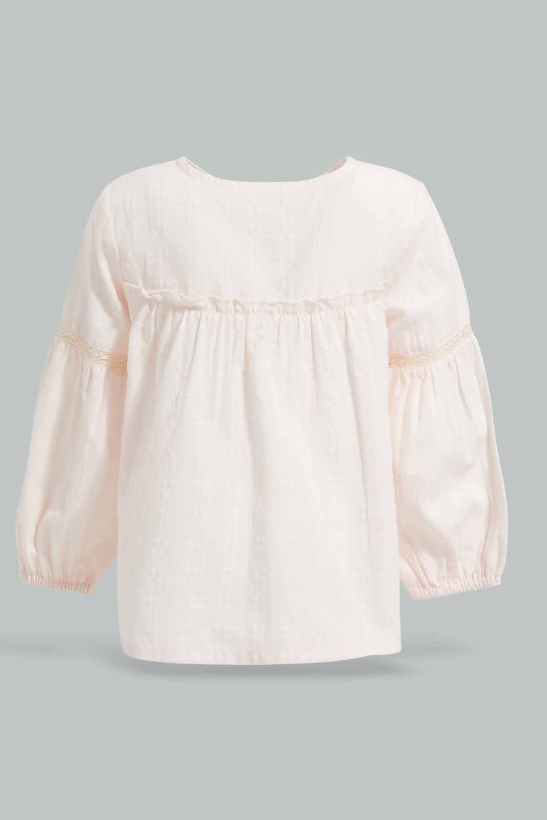 Redtag-Pink-Front-Frill-Blouse-Category:Blouses,-Colour:Apricot,-Deals:New-In,-Filter:Infant-Girls-(3-to-24-Mths),-ING-Blouses,-New-In-ING-APL,-Non-Sale,-Section:Girls-(0-to-14Yrs),-W22A-Infant-Girls-3 to 24 Months