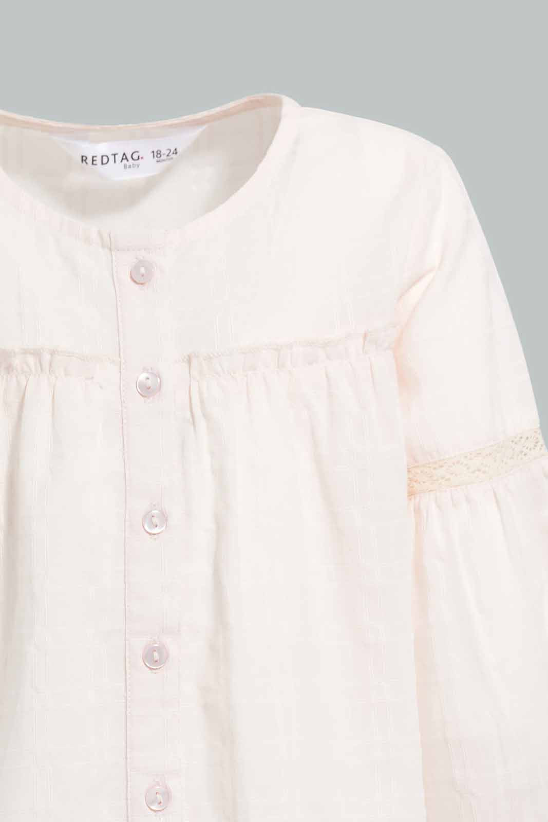 Redtag-Pink-Front-Frill-Blouse-Category:Blouses,-Colour:Apricot,-Deals:New-In,-Filter:Infant-Girls-(3-to-24-Mths),-ING-Blouses,-New-In-ING-APL,-Non-Sale,-Section:Girls-(0-to-14Yrs),-W22A-Infant-Girls-3 to 24 Months
