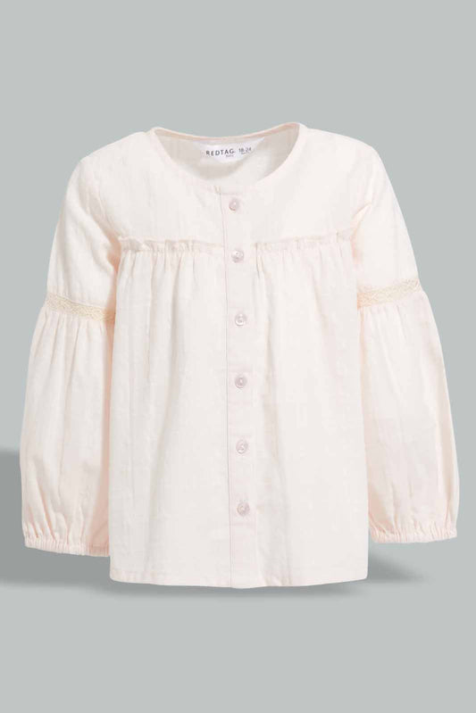 Redtag-Pink-Front-Frill-Blouse-Category:Blouses,-Colour:Apricot,-Deals:New-In,-Filter:Infant-Girls-(3-to-24-Mths),-ING-Blouses,-New-In-ING-APL,-Non-Sale,-Section:Girls-(0-to-14Yrs),-W22A-Infant-Girls-3 to 24 Months