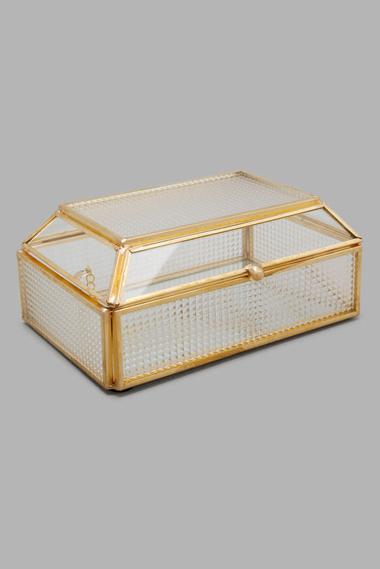 Redtag-Gold-Glass-Metal-Textured-Box-Category:Fashion-Box,-Colour:Gold,-Deals:New-In,-Filter:Home-Decor,-HMW-HOM-Decorative-Accessories,-New-In-HMW-HOM,-Non-Sale,-Section:Homewares,-W22A-Home-Decor-