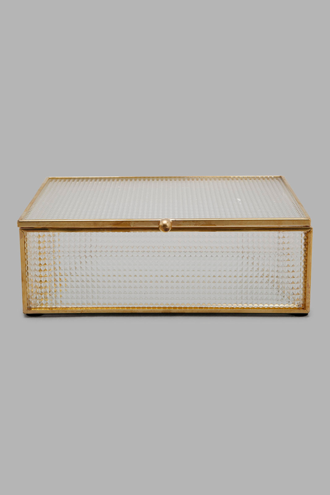 Redtag-Gold-Glass-Metal-Textured-Box-Category:Fashion-Box,-Colour:Gold,-Deals:New-In,-Filter:Home-Decor,-HMW-HOM-Decorative-Accessories,-New-In-HMW-HOM,-Non-Sale,-Section:Homewares,-W22A-Home-Decor-