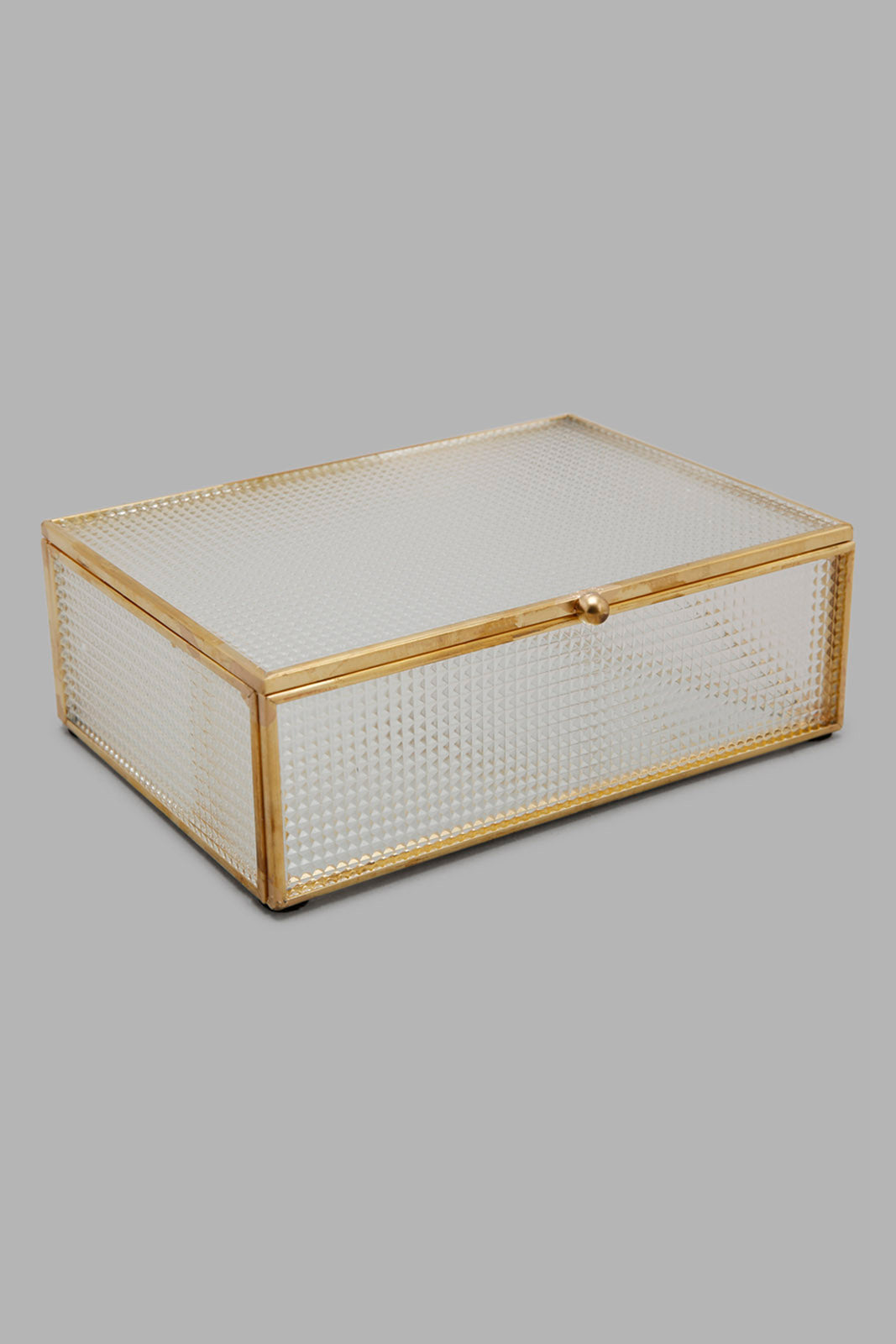 Redtag-Gold-Glass-Metal-Textured-Box-Category:Fashion-Box,-Colour:Gold,-Deals:New-In,-Filter:Home-Decor,-HMW-HOM-Decorative-Accessories,-New-In-HMW-HOM,-Non-Sale,-Section:Homewares,-W22A-Home-Decor-