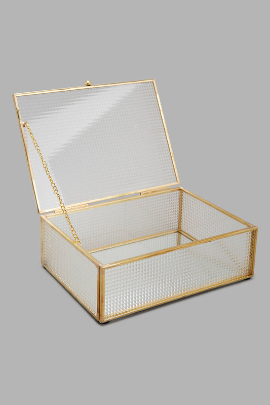 Redtag-Gold-Glass-Metal-Textured-Box-Category:Fashion-Box,-Colour:Gold,-Deals:New-In,-Filter:Home-Decor,-HMW-HOM-Decorative-Accessories,-New-In-HMW-HOM,-Non-Sale,-Section:Homewares,-W22A-Home-Decor-