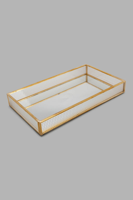 Redtag-Gold-Mirrored-Glass-Textured-Tray-Category:Trays,-Colour:Gold,-Deals:New-In,-Filter:Home-Decor,-HMW-HOM-Decorative-Accessories,-New-In-HMW-HOM,-Non-Sale,-Section:Homewares,-W22A-Home-Decor-