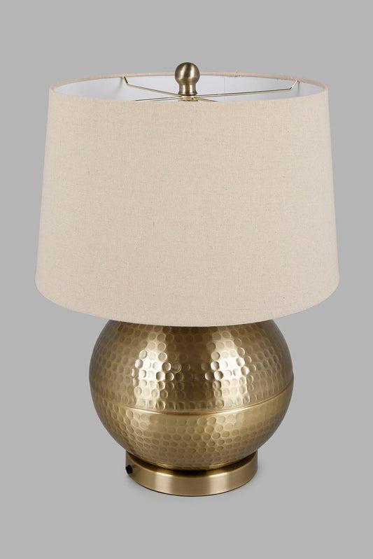 Redtag-Gold-Metal-Hammred-Base-Table-Lamp-Category:Lamps,-Colour:Gold,-Deals:New-In,-Filter:Home-Decor,-HMW-HOM-Lighting,-New-In-HMW-HOM,-Non-Sale,-Section:Homewares,-W22O-Home-Decor-