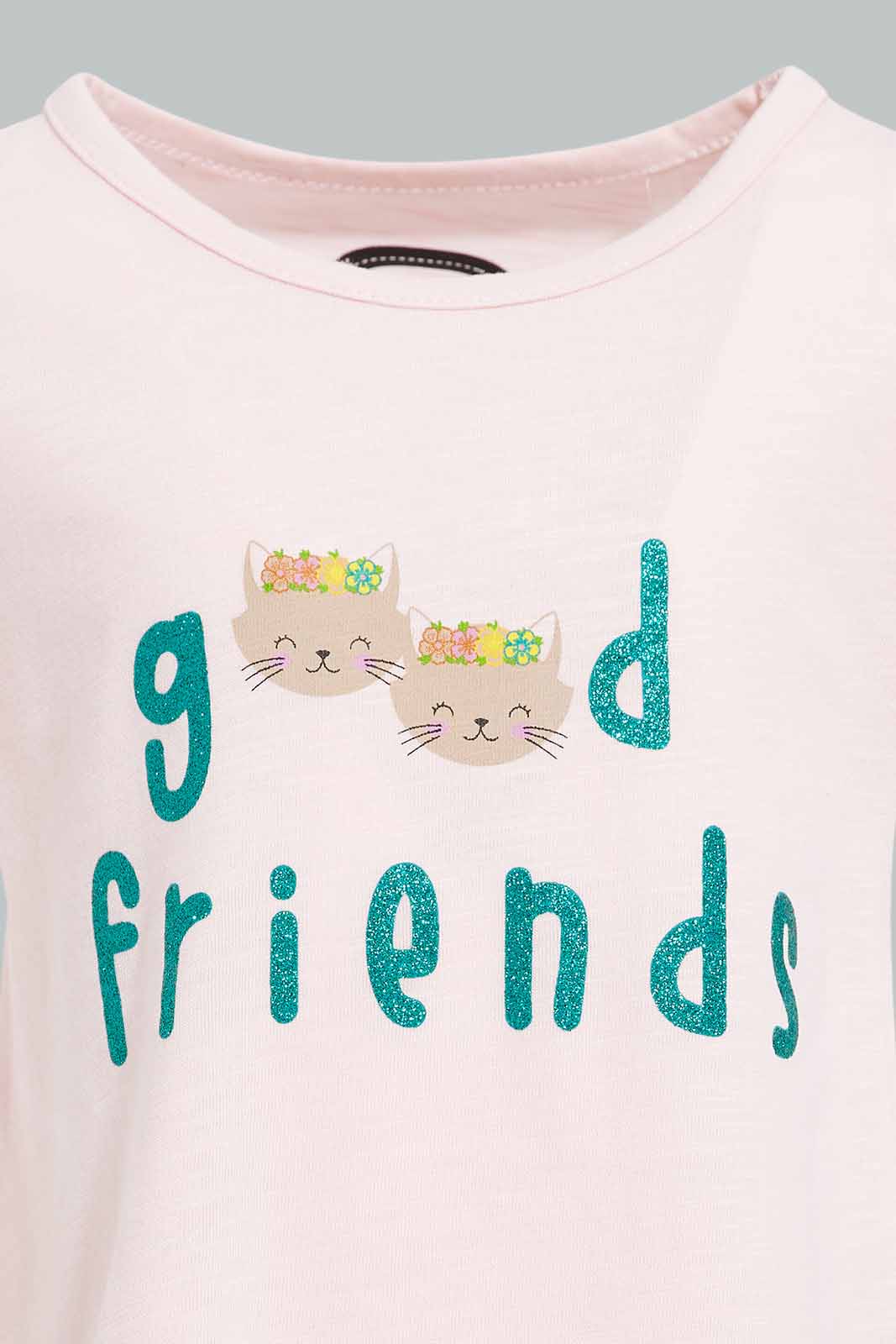 Redtag-Pink-Good-Friend-Print-T-Shirt-Category:T-Shirts,-Colour:Apricot,-Deals:New-In,-Filter:Infant-Girls-(3-to-24-Mths),-ING-T-Shirts,-New-In-ING-APL,-Non-Sale,-Section:Girls-(0-to-14Yrs),-TBL,-W22A-Infant-Girls-3 to 24 Months