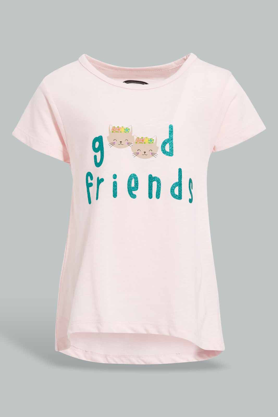 Redtag-Pink-Good-Friend-Print-T-Shirt-Category:T-Shirts,-Colour:Apricot,-Deals:New-In,-Filter:Infant-Girls-(3-to-24-Mths),-ING-T-Shirts,-New-In-ING-APL,-Non-Sale,-Section:Girls-(0-to-14Yrs),-TBL,-W22A-Infant-Girls-3 to 24 Months