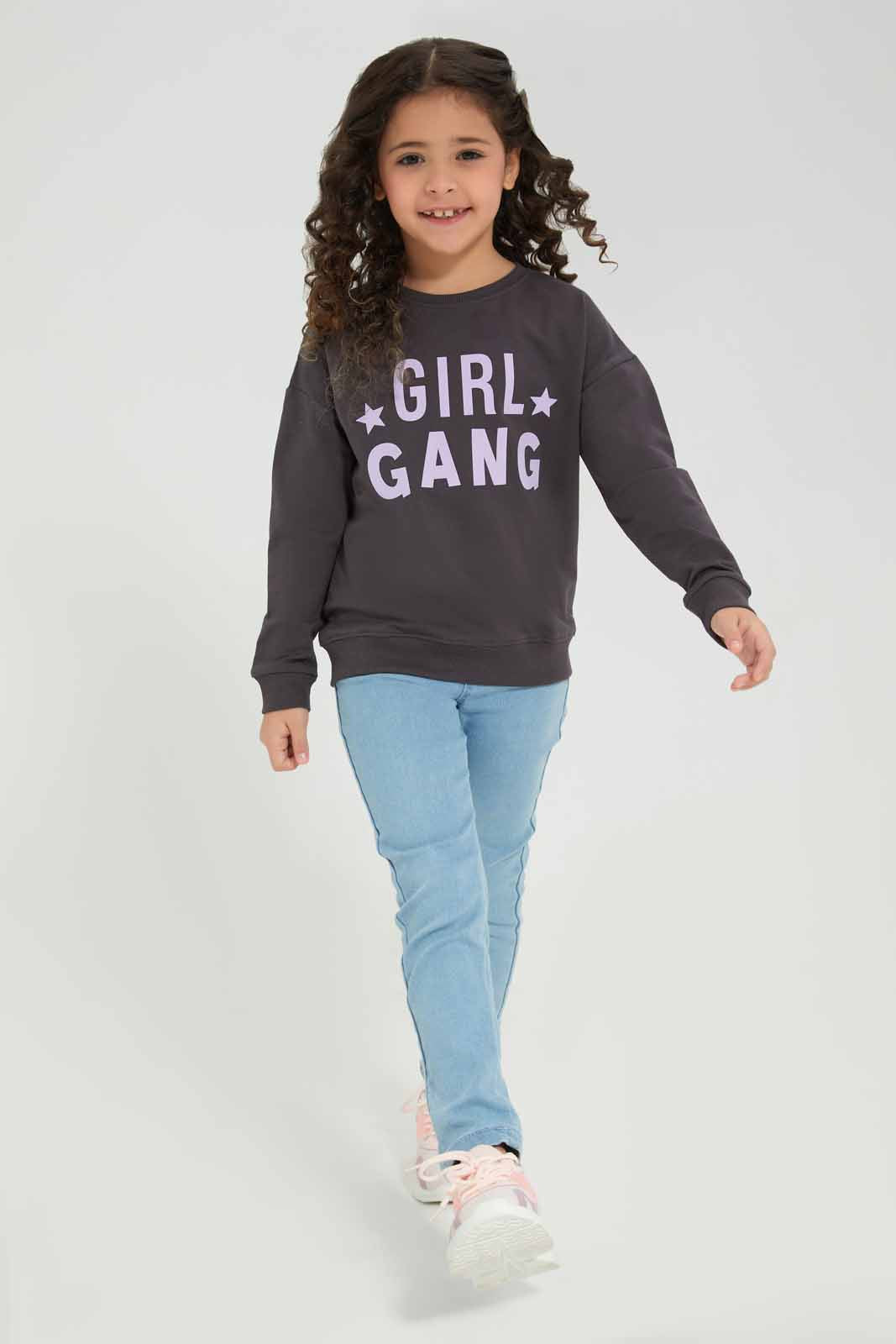 Redtag-Charcoal-Basic-Active-Top---Charcoal-Category:Sweatshirts,-Colour:Charcoal,-Deals:New-In,-Filter:Girls-(2-to-8-Yrs),-GIR-Sweatshirts,-New-In-GIR-APL,-Non-Sale,-Section:Girls-(0-to-14Yrs),-TBL,-W22A-Girls-2 to 8 Years