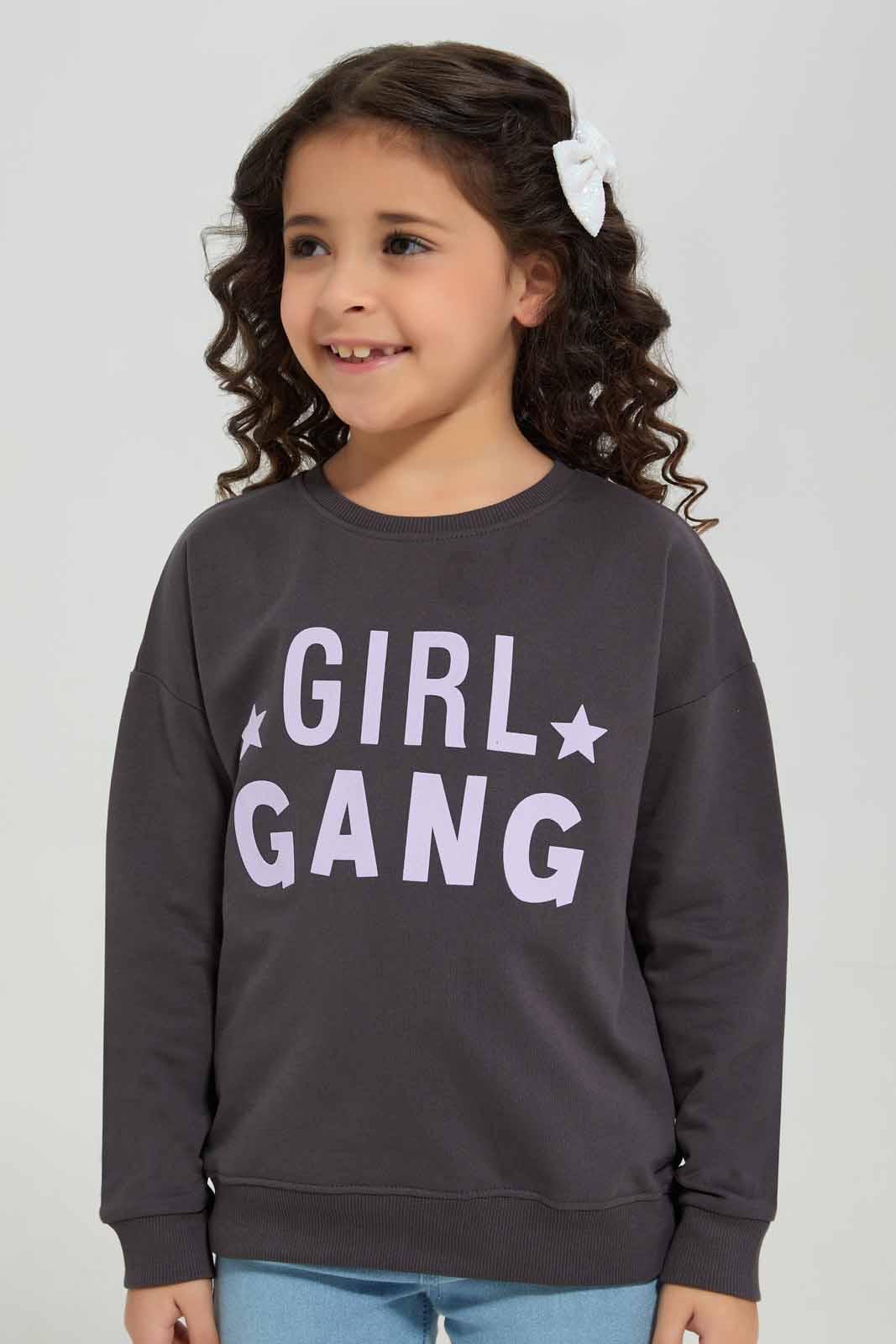 Redtag-Charcoal-Basic-Active-Top---Charcoal-Category:Sweatshirts,-Colour:Charcoal,-Deals:New-In,-Filter:Girls-(2-to-8-Yrs),-GIR-Sweatshirts,-New-In-GIR-APL,-Non-Sale,-Section:Girls-(0-to-14Yrs),-TBL,-W22A-Girls-2 to 8 Years