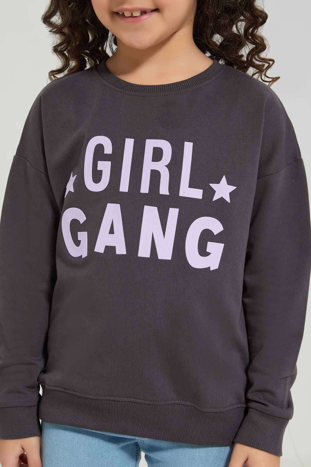 Redtag-Charcoal-Basic-Active-Top---Charcoal-Category:Sweatshirts,-Colour:Charcoal,-Deals:New-In,-Filter:Girls-(2-to-8-Yrs),-GIR-Sweatshirts,-New-In-GIR-APL,-Non-Sale,-Section:Girls-(0-to-14Yrs),-TBL,-W22A-Girls-2 to 8 Years