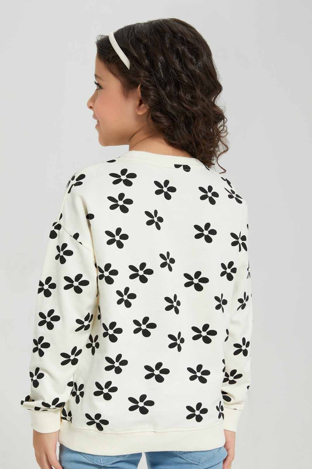 Redtag-Cream-Basic-Active-Top-Cream-Floral-Category:Sweatshirts,-Colour:Cream,-Deals:New-In,-Filter:Girls-(2-to-8-Yrs),-GIR-Sweatshirts,-New-In-GIR-APL,-Non-Sale,-Section:Girls-(0-to-14Yrs),-TBL,-W22A-Girls-2 to 8 Years