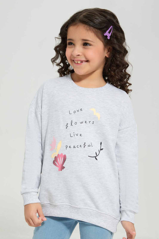 Redtag-MId-Grey-Basic-Active-Top---Grey-Melange-Category:Sweatshirts,-Colour:Grey,-Deals:New-In,-Filter:Girls-(2-to-8-Yrs),-GIR-Sweatshirts,-New-In-GIR-APL,-Non-Sale,-Section:Girls-(0-to-14Yrs),-TBL,-W22A-Girls-2 to 8 Years