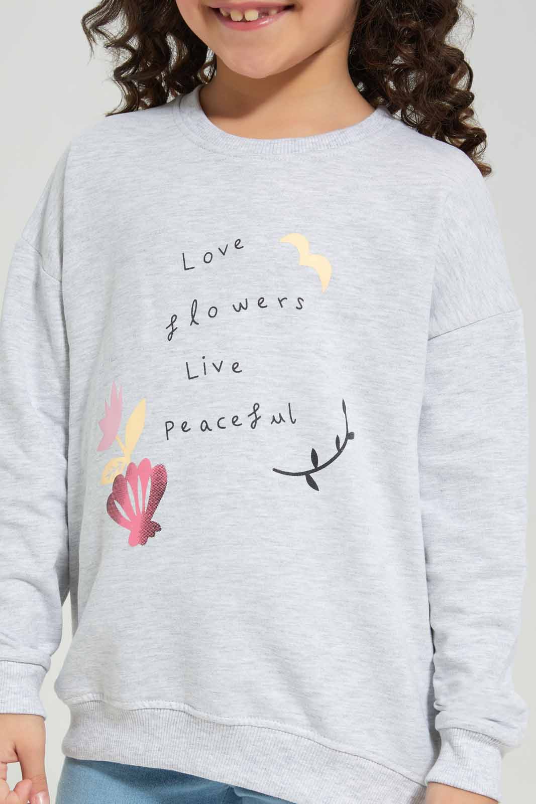 Redtag-MId-Grey-Basic-Active-Top---Grey-Melange-Category:Sweatshirts,-Colour:Grey,-Deals:New-In,-Filter:Girls-(2-to-8-Yrs),-GIR-Sweatshirts,-New-In-GIR-APL,-Non-Sale,-Section:Girls-(0-to-14Yrs),-TBL,-W22A-Girls-2 to 8 Years
