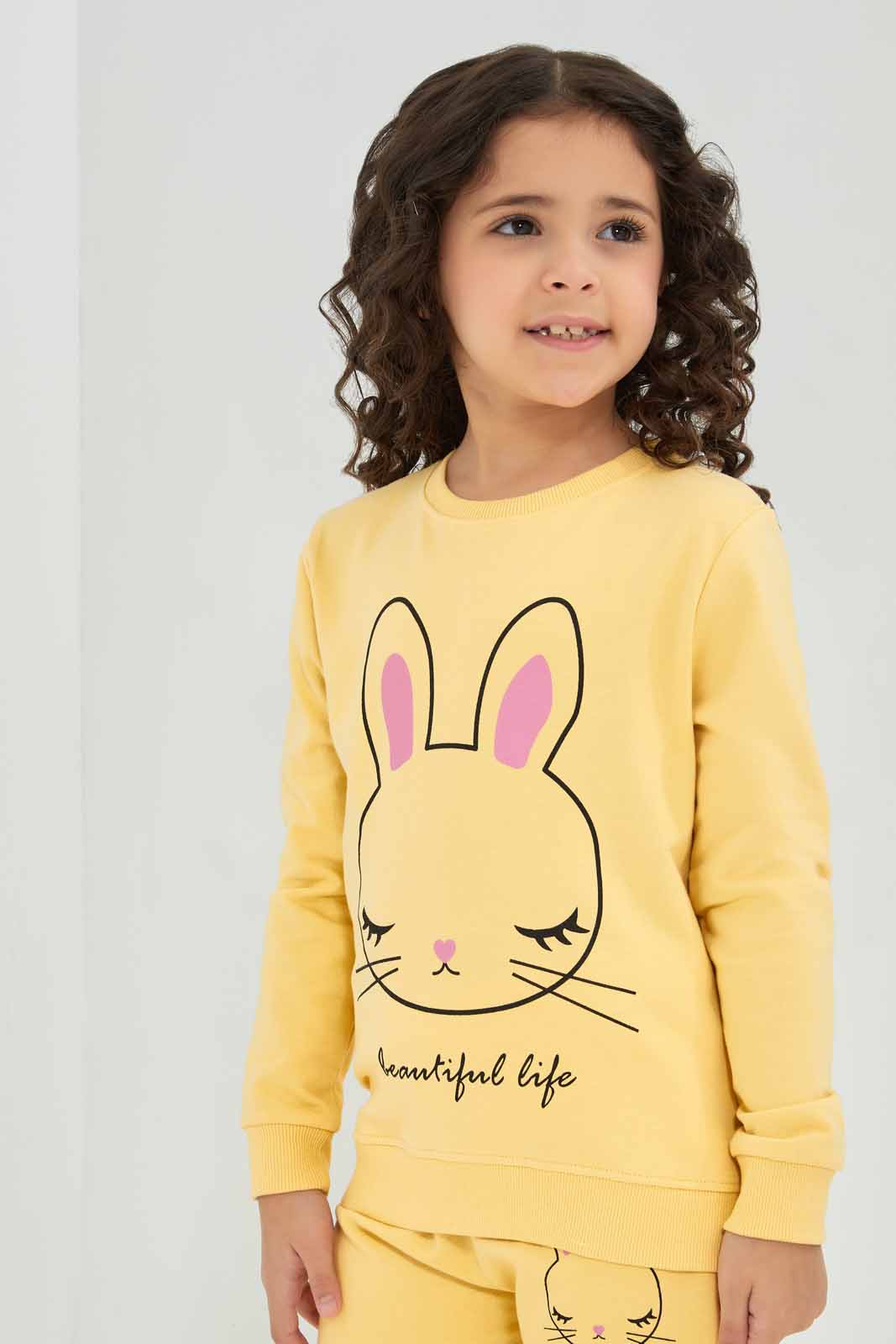Redtag-Mustard-Basic-Active-Top---Mustard-Bunny-Category:Sweatshirts,-Colour:Mustard,-Deals:New-In,-Filter:Girls-(2-to-8-Yrs),-GIR-Sweatshirts,-New-In-GIR-APL,-Non-Sale,-Section:Girls-(0-to-14Yrs),-TBL,-W22A-Girls-2 to 8 Years