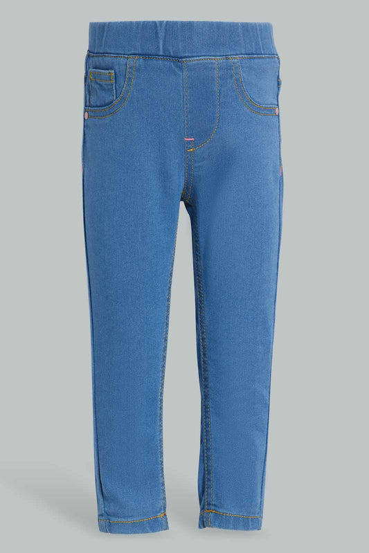 Redtag-Blue-Mid-Wash-Woven-Jeggings-Category:Jeggings,-Colour:Blue,-Deals:New-In,-Filter:Infant-Girls-(3-to-24-Mths),-ING-Jeggings,-New-In-ING-APL,-Non-Sale,-Section:Girls-(0-to-14Yrs),-TBL,-W22A-Infant-Girls-3 to 24 Months
