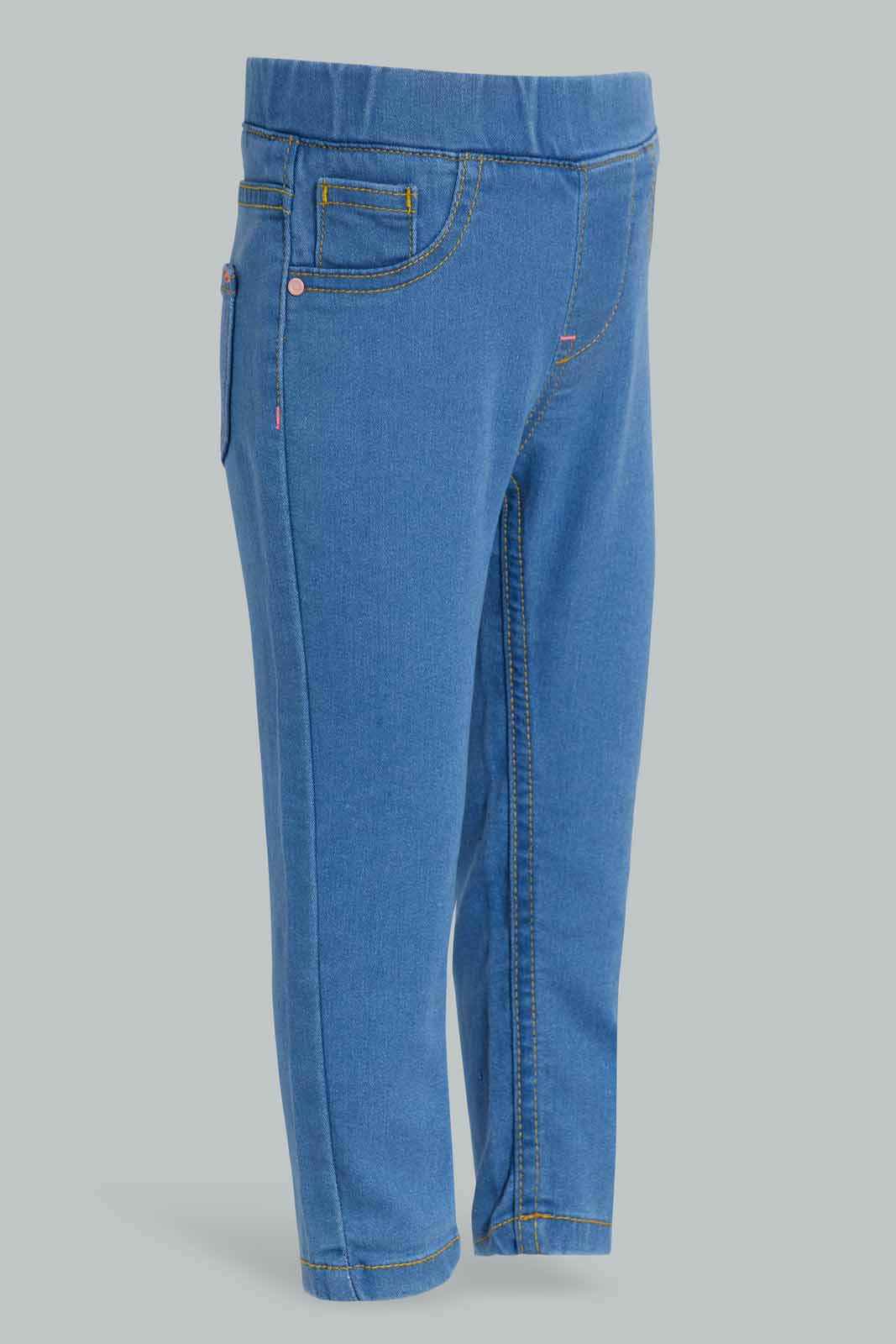 Redtag-Blue-Mid-Wash-Woven-Jeggings-Category:Jeggings,-Colour:Blue,-Deals:New-In,-Filter:Infant-Girls-(3-to-24-Mths),-ING-Jeggings,-New-In-ING-APL,-Non-Sale,-Section:Girls-(0-to-14Yrs),-TBL,-W22A-Infant-Girls-3 to 24 Months