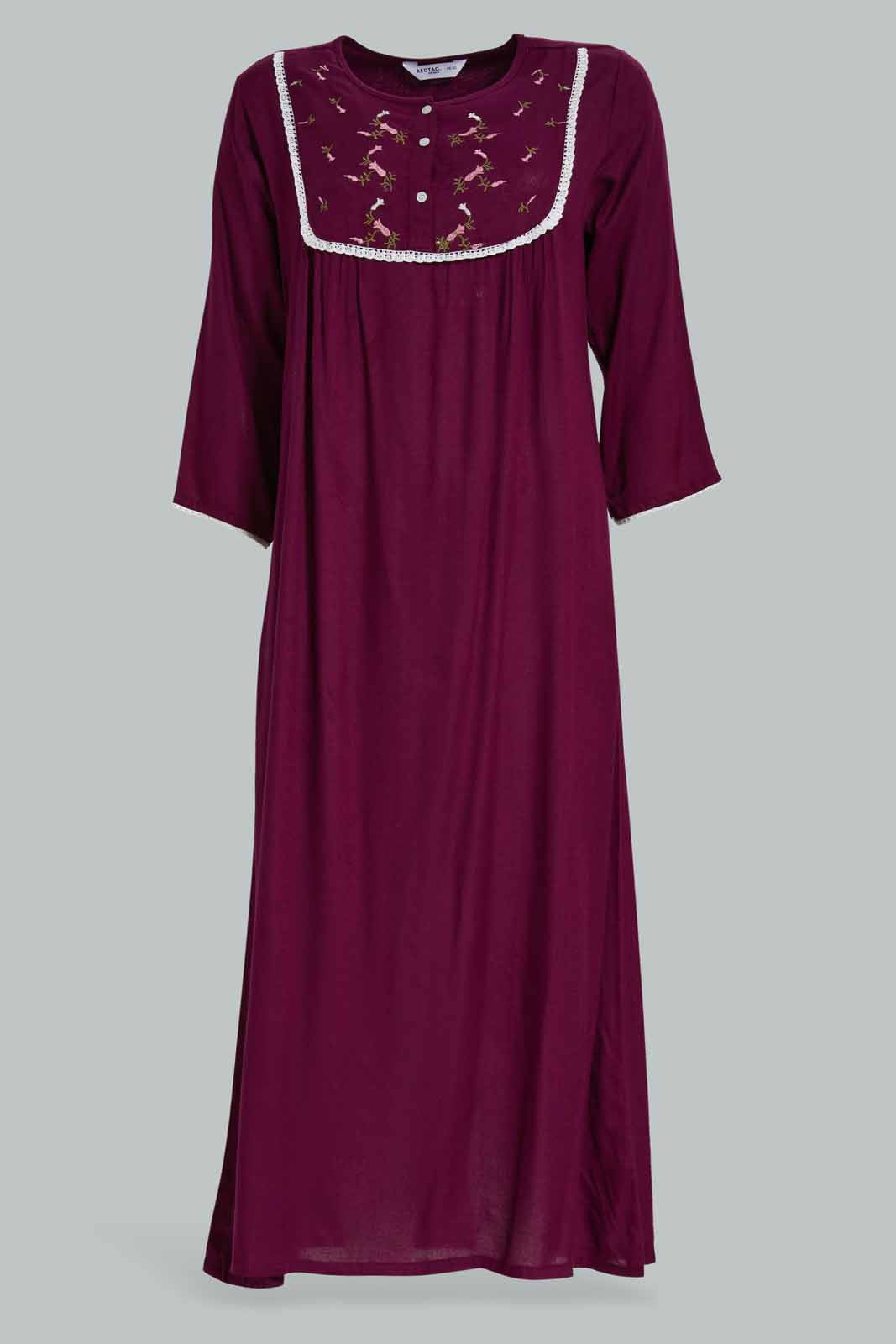 Redtag-Assorted-Long-Sleeve-Navy-Solid-Printed-Night-Gown-Category:Nightgowns,-Colour:Assorted,-Deals:New-In,-Filter:Women's-Clothing,-New-In-Women-APL,-Non-Sale,-Section:Women,-W22O,-Women-Nightgowns--