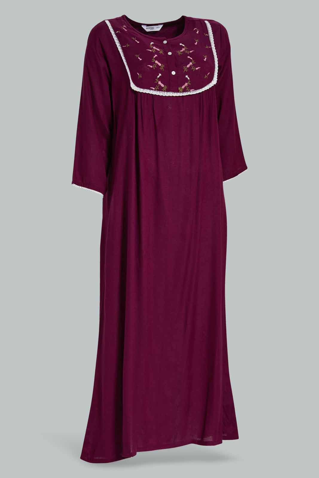 Redtag-Assorted-Long-Sleeve-Navy-Solid-Printed-Night-Gown-Category:Nightgowns,-Colour:Assorted,-Deals:New-In,-Filter:Women's-Clothing,-New-In-Women-APL,-Non-Sale,-Section:Women,-W22O,-Women-Nightgowns--