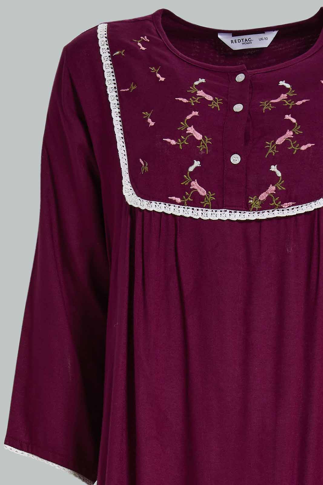 Redtag-Assorted-Long-Sleeve-Navy-Solid-Printed-Night-Gown-Category:Nightgowns,-Colour:Assorted,-Deals:New-In,-Filter:Women's-Clothing,-New-In-Women-APL,-Non-Sale,-Section:Women,-W22O,-Women-Nightgowns--