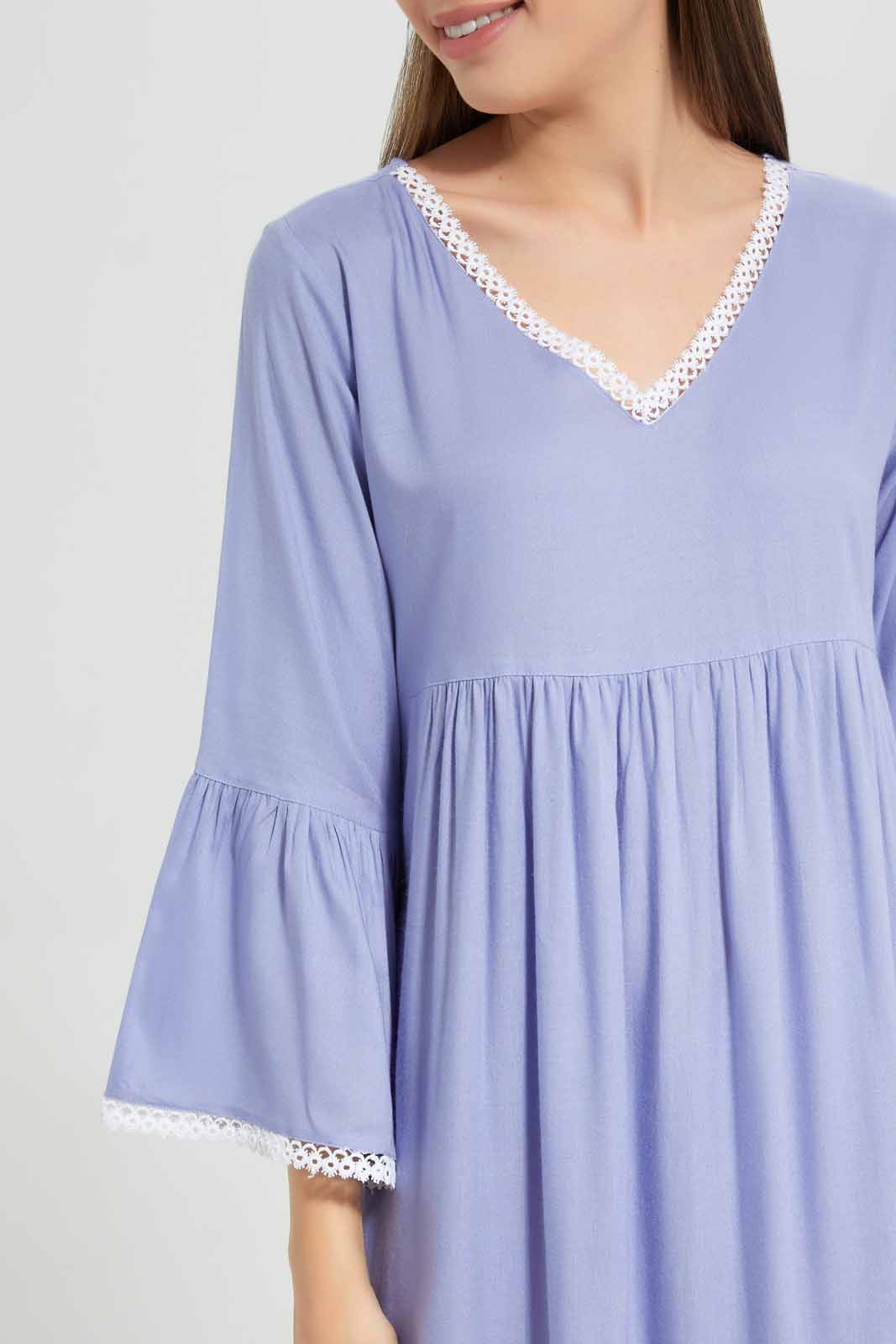 Redtag-Assorted-Long-Sleeve-Blue-Printed-Night-Gown-Category:Nightgowns,-Colour:Assorted,-Deals:New-In,-Filter:Women's-Clothing,-New-In-Women-APL,-Non-Sale,-Section:Women,-W22O,-Women-Nightgowns--