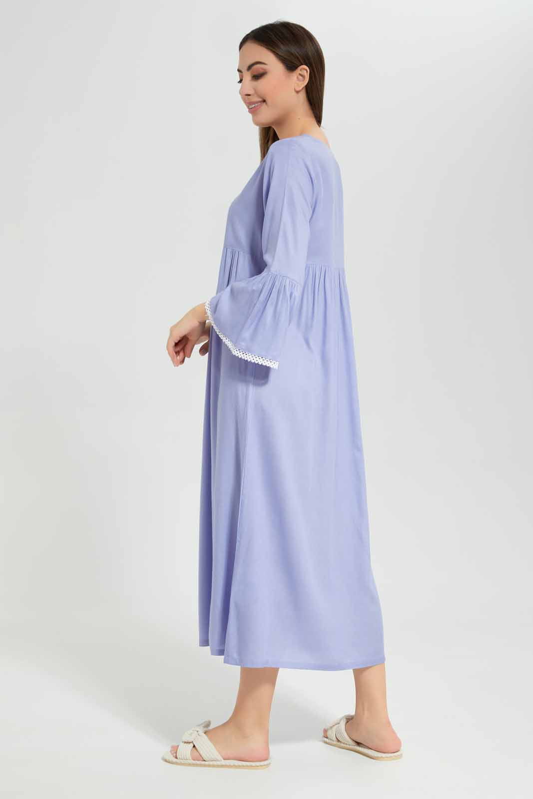 Redtag-Assorted-Long-Sleeve-Blue-Printed-Night-Gown-Category:Nightgowns,-Colour:Assorted,-Deals:New-In,-Filter:Women's-Clothing,-New-In-Women-APL,-Non-Sale,-Section:Women,-W22O,-Women-Nightgowns--