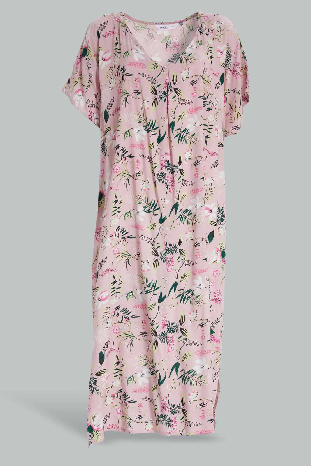 Redtag-Assorted-Short-Sleeve-Pink-Rayon-Printed-Night-Gown-Category:Nightgowns,-Colour:Assorted,-Deals:New-In,-Filter:Women's-Clothing,-New-In-Women-APL,-Non-Sale,-Section:Women,-W22O,-Women-Nightgowns--