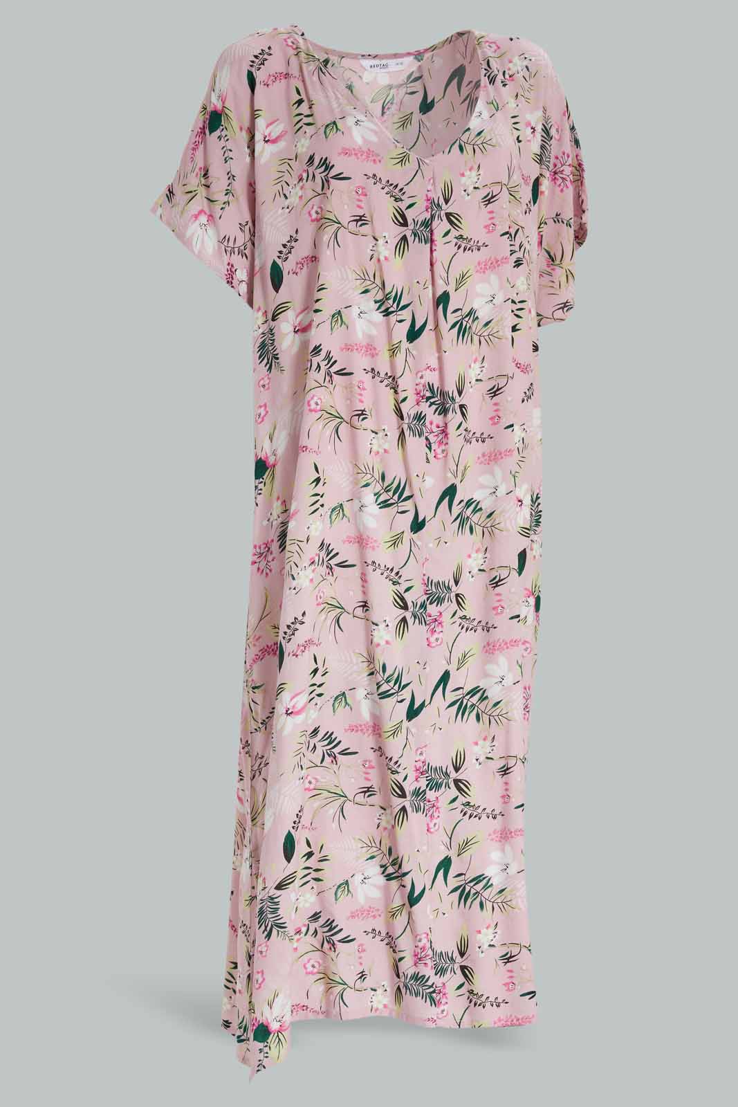 Redtag-Assorted-Short-Sleeve-Pink-Rayon-Printed-Night-Gown-Category:Nightgowns,-Colour:Assorted,-Deals:New-In,-Filter:Women's-Clothing,-New-In-Women-APL,-Non-Sale,-Section:Women,-W22O,-Women-Nightgowns--