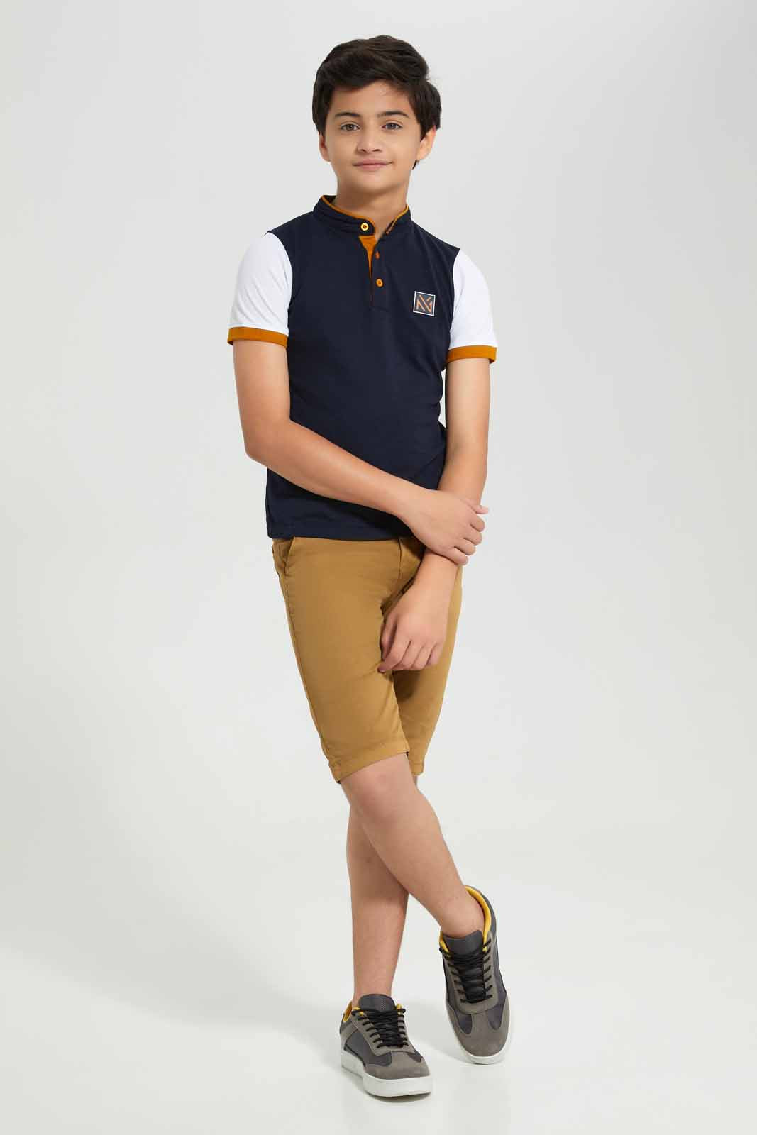 Redtag-Navy-NY-Mandarin-Collar-Cut-&-Sew-Polo-BSR-Polo-T-Shirts,-Bundle,-Category:Polo-T-Shirts,-Colour:Navy,-Deals:3-For-90,-Deals:New-In,-Filter:Senior-Boys-(8-to-14-Yrs),-New-In-BSR-APL,-Section:Boys-(0-to-14Yrs),-W22O-Senior-Boys-9 to 14 Years