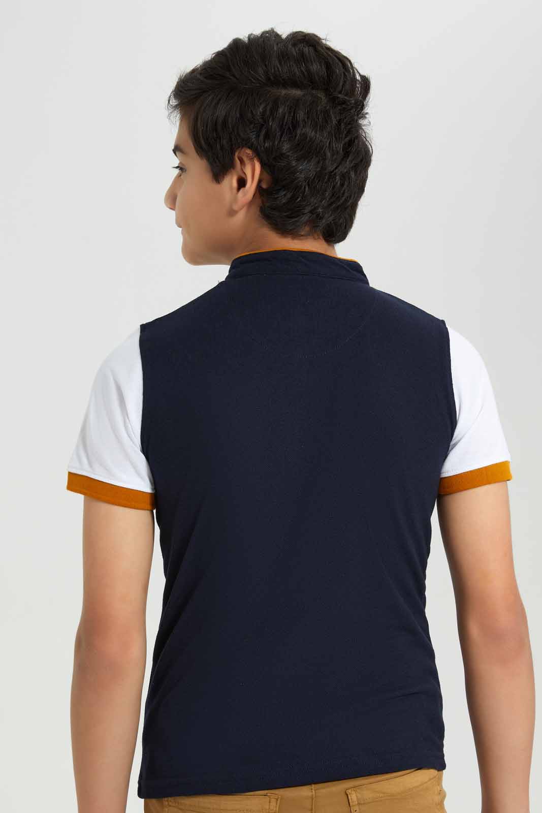 Redtag-Navy-NY-Mandarin-Collar-Cut-&-Sew-Polo-BSR-Polo-T-Shirts,-Bundle,-Category:Polo-T-Shirts,-Colour:Navy,-Deals:3-For-90,-Deals:New-In,-Filter:Senior-Boys-(8-to-14-Yrs),-New-In-BSR-APL,-Section:Boys-(0-to-14Yrs),-W22O-Senior-Boys-9 to 14 Years