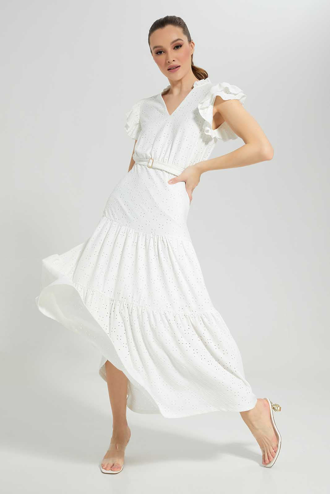 Redtag-Ivory-Lace-Dress-With-Belt-Category:Dresses,-Colour:Ivory,-Deals:New-In,-Filter:Women's-Clothing,-LDC,-LDC-Dresses,-New-In-LDC-APL,-Non-Sale,-Section:Women,-W22A-Women's-