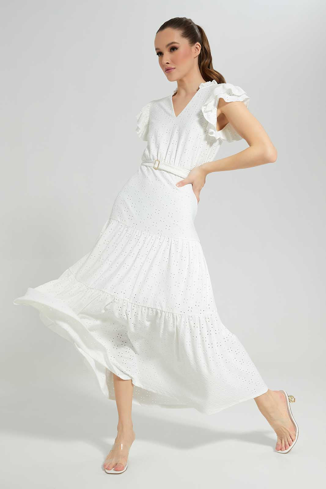 Redtag-Ivory-Lace-Dress-With-Belt-Category:Dresses,-Colour:Ivory,-Deals:New-In,-Filter:Women's-Clothing,-LDC,-LDC-Dresses,-New-In-LDC-APL,-Non-Sale,-Section:Women,-W22A-Women's-