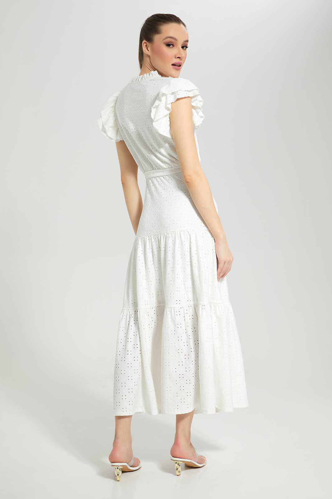 Redtag-Ivory-Lace-Dress-With-Belt-Category:Dresses,-Colour:Ivory,-Deals:New-In,-Filter:Women's-Clothing,-LDC,-LDC-Dresses,-New-In-LDC-APL,-Non-Sale,-Section:Women,-W22A-Women's-