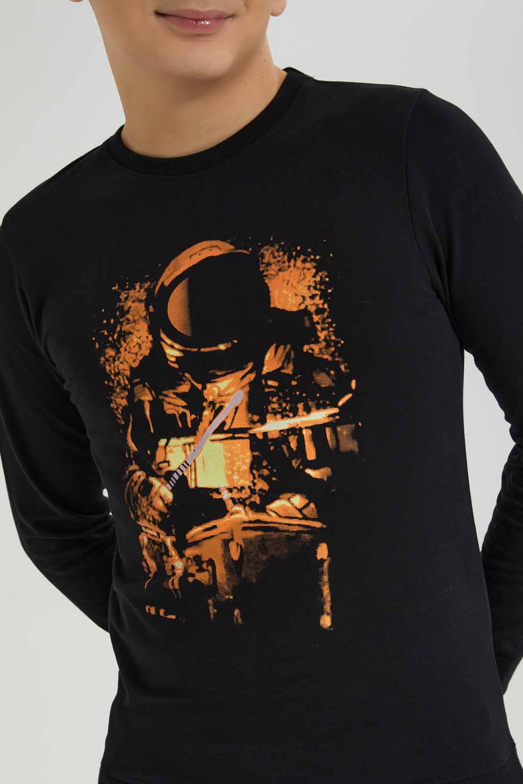 Redtag-Black-Astronaut-Sweat-Tee-BSR-Sweatshirts,-Bundle,-Category:Sweatshirts,-Colour:Black,-Deals:3-For-90,-Deals:New-In,-Filter:Senior-Boys-(8-to-14-Yrs),-New-In-BSR-APL,-Section:Boys-(0-to-14Yrs),-TBL,-W22A-Senior-Boys-9 to 14 Years