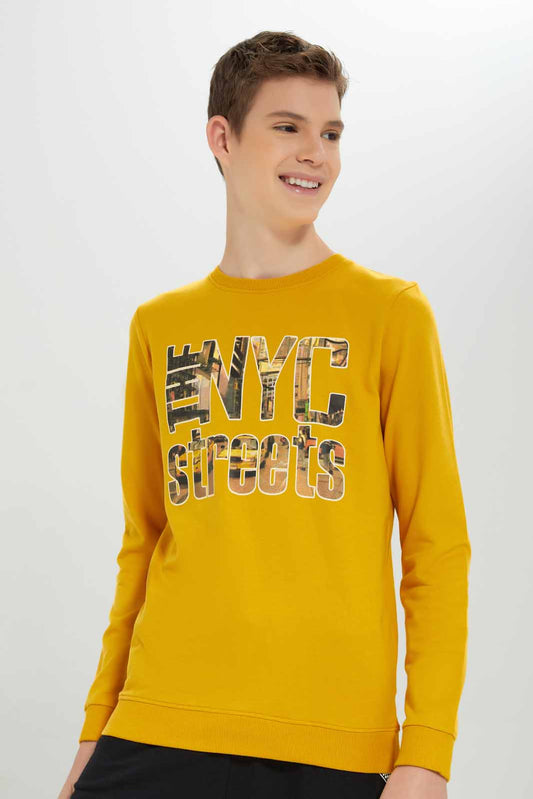 Redtag-Mustard-NYC-Sweat-TEE-BSR-Sweatshirts,-Bundle,-Category:Sweatshirts,-Colour:Mustard,-Deals:3-For-90,-Deals:New-In,-Filter:Senior-Boys-(8-to-14-Yrs),-New-In-BSR-APL,-Section:Boys-(0-to-14Yrs),-TBL,-W22A-Senior-Boys-9 to 14 Years