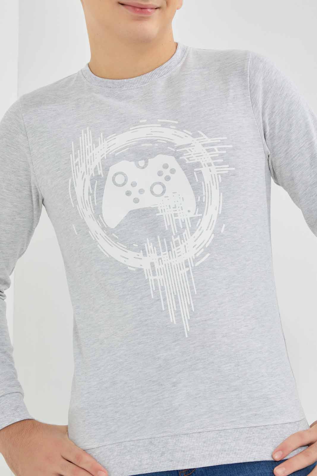 Redtag-Grey-Mel-Gamer-Sweat-Tee-BSR-Sweatshirts,-Bundle,-Category:Sweatshirts,-Colour:Grey,-Deals:3-For-90,-Deals:New-In,-Filter:Senior-Boys-(8-to-14-Yrs),-New-In-BSR-APL,-Section:Boys-(0-to-14Yrs),-TBL,-W22A-Senior-Boys-9 to 14 Years