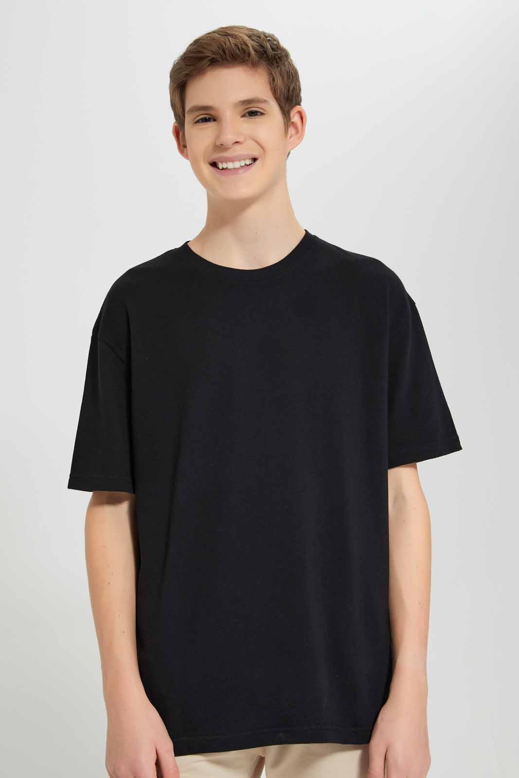 Redtag-Black-Pique-Oversize-Sweatshirt-BSR-Sweatshirts,-Category:Sweatshirts,-Colour:Black,-Deals:New-In,-Filter:Senior-Boys-(8-to-14-Yrs),-New-In-BSR-APL,-Non-Sale,-Section:Boys-(0-to-14Yrs),-TBL,-W22A-Senior-Boys-9 to 14 Years