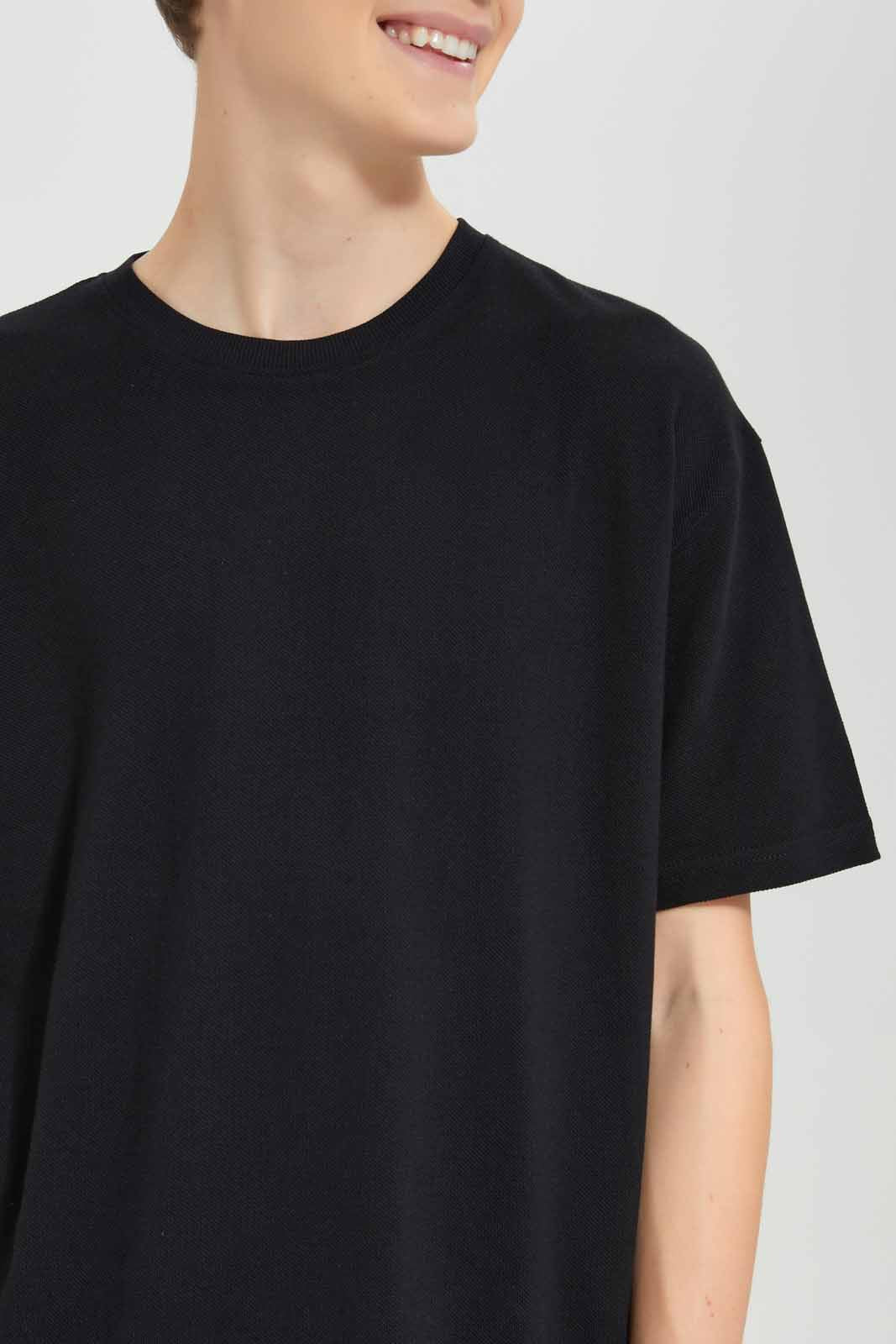 Redtag-Black-Pique-Oversize-Sweatshirt-BSR-Sweatshirts,-Category:Sweatshirts,-Colour:Black,-Deals:New-In,-Filter:Senior-Boys-(8-to-14-Yrs),-New-In-BSR-APL,-Non-Sale,-Section:Boys-(0-to-14Yrs),-TBL,-W22A-Senior-Boys-9 to 14 Years