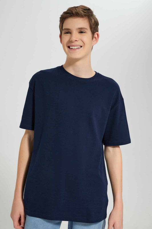 Redtag-Navy-Pique-Oversize-Sweatshirt-BSR-Sweatshirts,-Category:Sweatshirts,-Colour:Navy,-Deals:New-In,-Filter:Senior-Boys-(8-to-14-Yrs),-New-In-BSR-APL,-Non-Sale,-Section:Boys-(0-to-14Yrs),-TBL,-W22A-Senior-Boys-9 to 14 Years