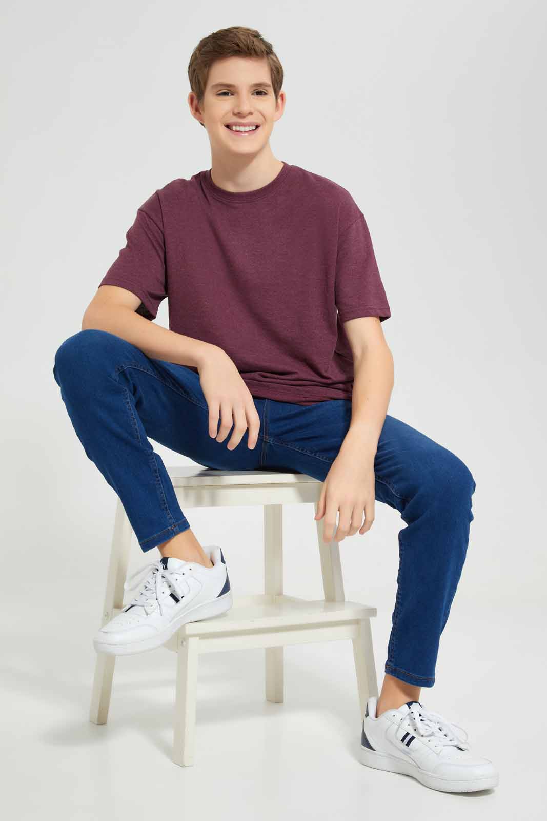 Redtag-Burgundy-Pique-Oversize-Sweatshirt-BSR-Sweatshirts,-Category:Sweatshirts,-Colour:Burgundy,-Deals:New-In,-Filter:Senior-Boys-(8-to-14-Yrs),-New-In-BSR-APL,-Non-Sale,-Section:Boys-(0-to-14Yrs),-TBL,-W22A-Senior-Boys-9 to 14 Years