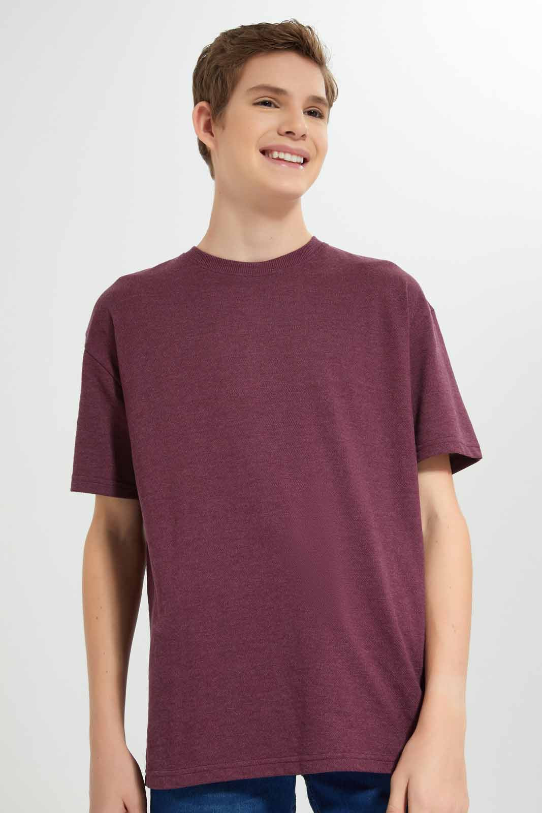 Redtag-Burgundy-Pique-Oversize-Sweatshirt-BSR-Sweatshirts,-Category:Sweatshirts,-Colour:Burgundy,-Deals:New-In,-Filter:Senior-Boys-(8-to-14-Yrs),-New-In-BSR-APL,-Non-Sale,-Section:Boys-(0-to-14Yrs),-TBL,-W22A-Senior-Boys-9 to 14 Years