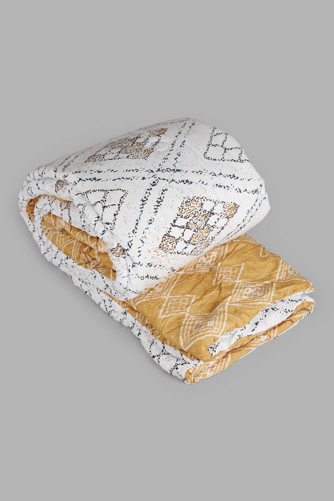 Redtag-Mustard-6-Pc-Geometric-Print-Comforter-And-Coverlet-Set-(Double-Size)-Category:Comforters,-Colour:Mustard,-Deals:New-In,-Filter:Home-Bedroom,-HMW-BED-Comforters,-New-In-HMW-BED,-Non-Sale,-Section:Homewares,-W22A-Home-Bedroom-