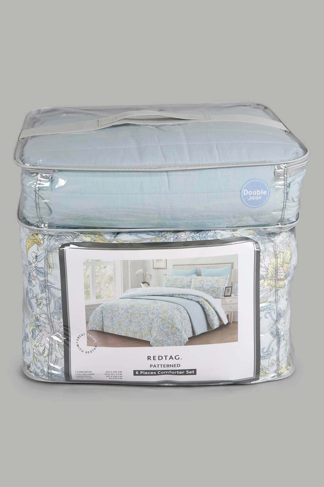 Redtag-Blue-6-Pc-Floral-Printed-Comforter-And-Coverlet-Set-(Double-Size)-Category:Comforters,-Colour:Blue,-Deals:New-In,-Filter:Home-Bedroom,-HMW-BED-Comforters,-New-In-HMW-BED,-Non-Sale,-Section:Homewares,-W22A-Home-Bedroom-