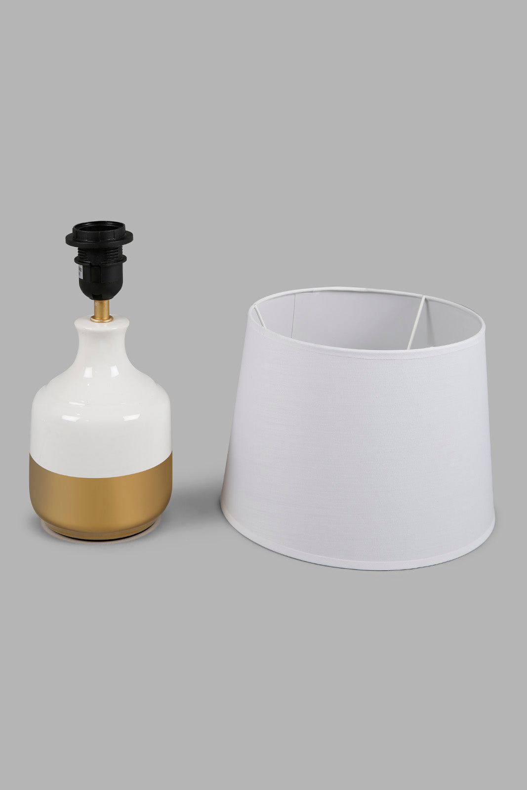 Redtag-White-Gold-Band-Ceramic-Table-Lamp-Category:Lamps,-Colour:White,-Deals:New-In,-Filter:Home-Decor,-HMW-HOM-Lighting,-New-In-HMW-HOM,-Non-Sale,-Section:Homewares,-W22A-Home-Decor-