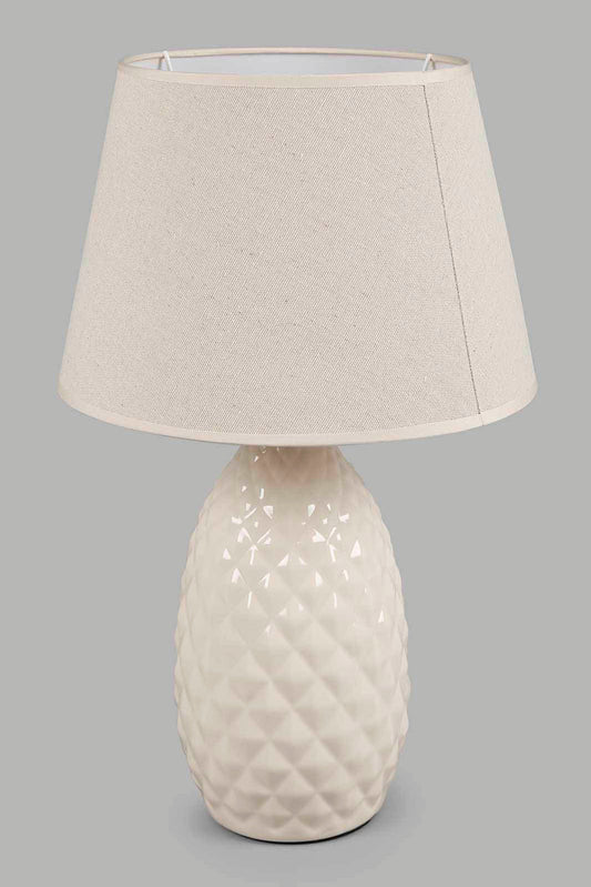 Redtag-Off-White-Embossed-Ceramic-Table-Lamp-Category:Lamps,-Colour:Cream,-Deals:New-In,-Filter:Home-Decor,-HMW-HOM-Lighting,-New-In-HMW-HOM,-Non-Sale,-Section:Homewares,-W22A-Home-Decor-