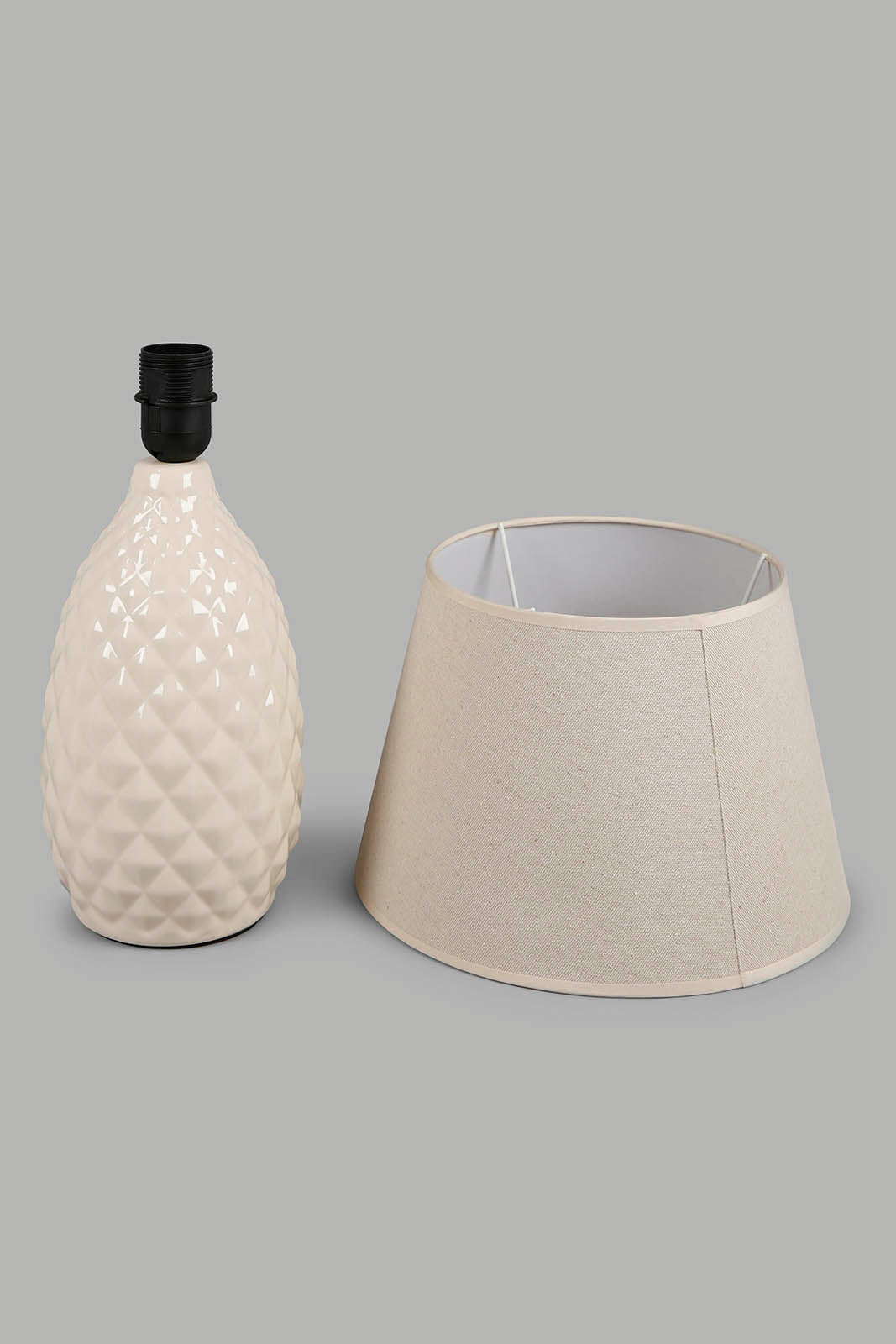 Redtag-Off-White-Embossed-Ceramic-Table-Lamp-Category:Lamps,-Colour:Cream,-Deals:New-In,-Filter:Home-Decor,-HMW-HOM-Lighting,-New-In-HMW-HOM,-Non-Sale,-Section:Homewares,-W22A-Home-Decor-