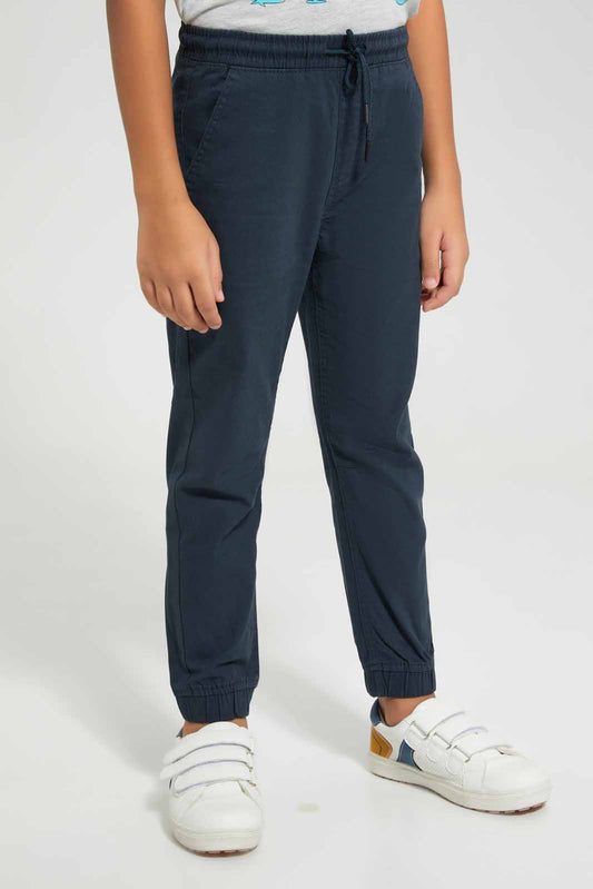 Redtag-Navy-Twill-Stretch-Jogger-BOY-Trousers,-Category:Trousers,-Colour:Navy,-Deals:New-In,-Filter:Boys-(2-to-8-Yrs),-New-In-BOY-APL,-Non-Sale,-Section:Boys-(0-to-14Yrs),-TBL,-W22A-Boys-2 to 8 Years