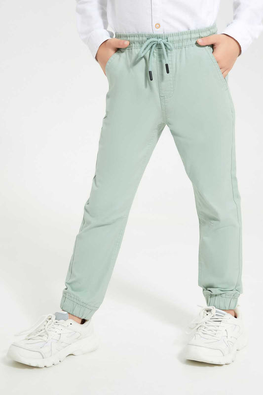 Mint Plain Jogger For Boys