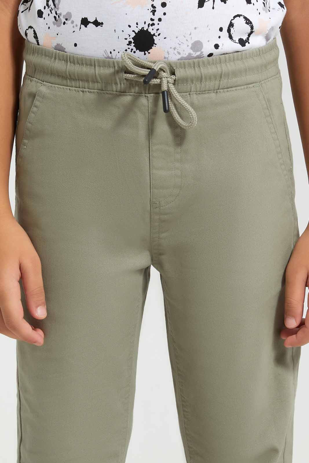 Redtag-Olive-Twill-Stretch-Jogger-BOY-Trousers,-Category:Trousers,-Colour:Green,-Deals:New-In,-Filter:Boys-(2-to-8-Yrs),-New-In-BOY-APL,-Non-Sale,-Section:Boys-(0-to-14Yrs),-TBL,-W22A-Boys-2 to 8 Years