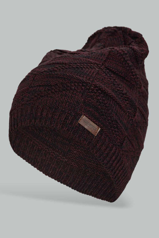 Redtag-Maroon-Colour-Knitted-Cap-Category:Knitted-Accessories,-Colour:Burgundy,-Filter:Men's-Accessories,-Men-Knitted-Accessories,-New-In,-New-In-Men-ACC,-Non-Sale,-Section:Men,-W22A-Men's-