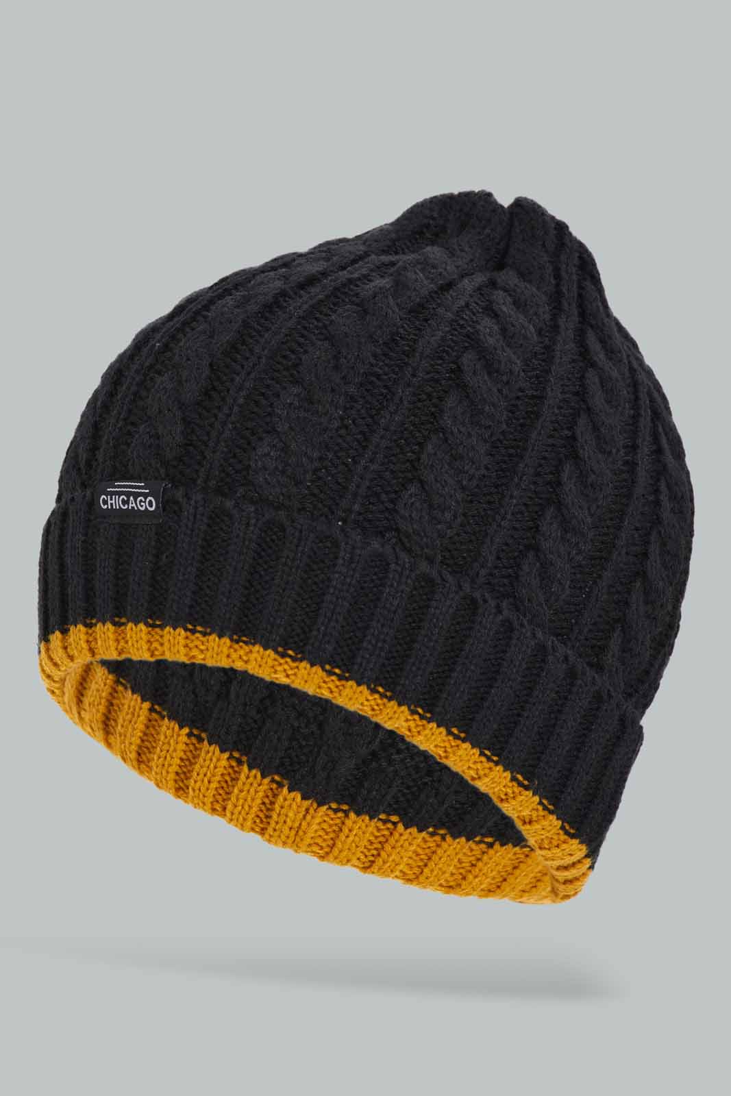 Redtag-Assorted-Black-&-Mustard-Colour-Knitted-Cap-Category:Knitted-Accessories,-Colour:Assorted,-Dept:Menswear,-Filter:Men's-Accessories,-Men-Knitted-Accessories,-New-In,-New-In-Men-ACC,-Non-Sale,-Section:Men,-W22B-Men's-